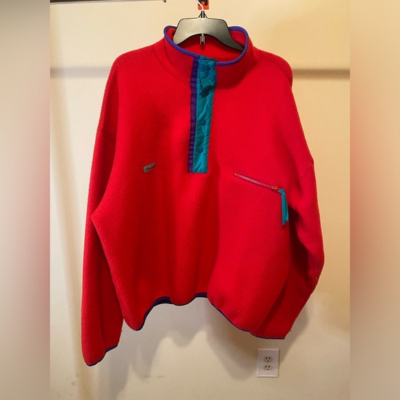 Vintage 90s Columbia Colorblock Red/Purple Fleece Jacket XL - Picture 6 of 7